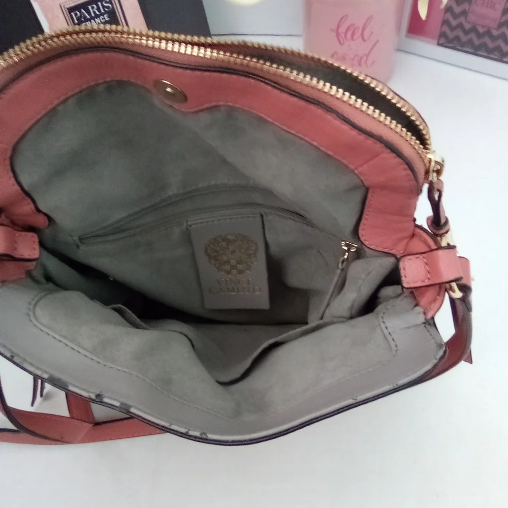 Vince Camuto Bag Women's Crossbody Purse Kenzys Leather, Salmon Sushi Pink